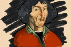 portrét Mikuláše Koperníka / detail ilustrace do časopisu Fokusoviny