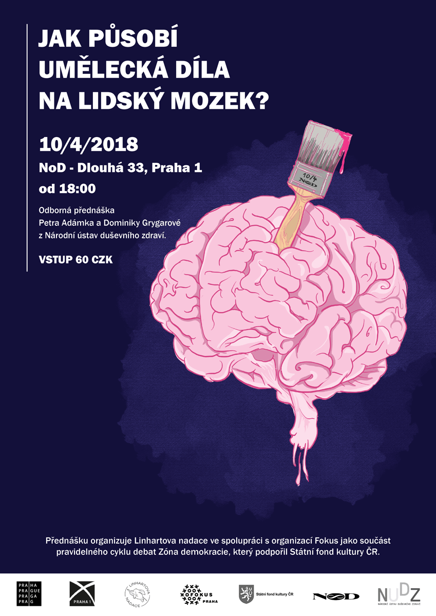 "Mozek" - plakát na přednášku, NOD 4/2018